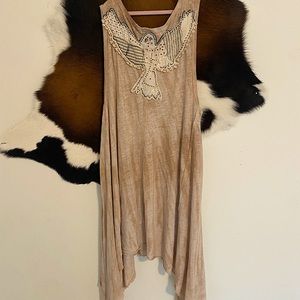 Free People 🦅 Tie Dye Dove Accent Shirt Dress